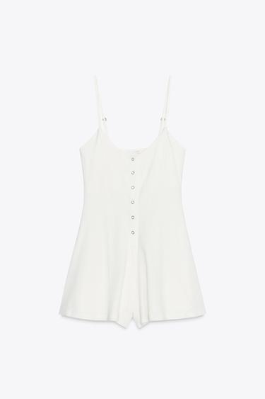 COTTON STRAPPY JUMPSUIT - Oyster-white by Zara - Image 4