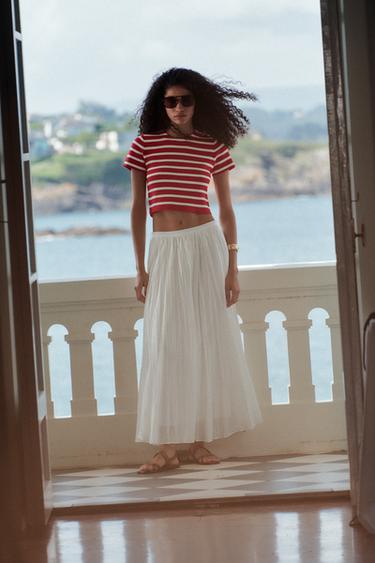 STRIPED KNIT SHORT SLEEVE TOP - striped by Zara