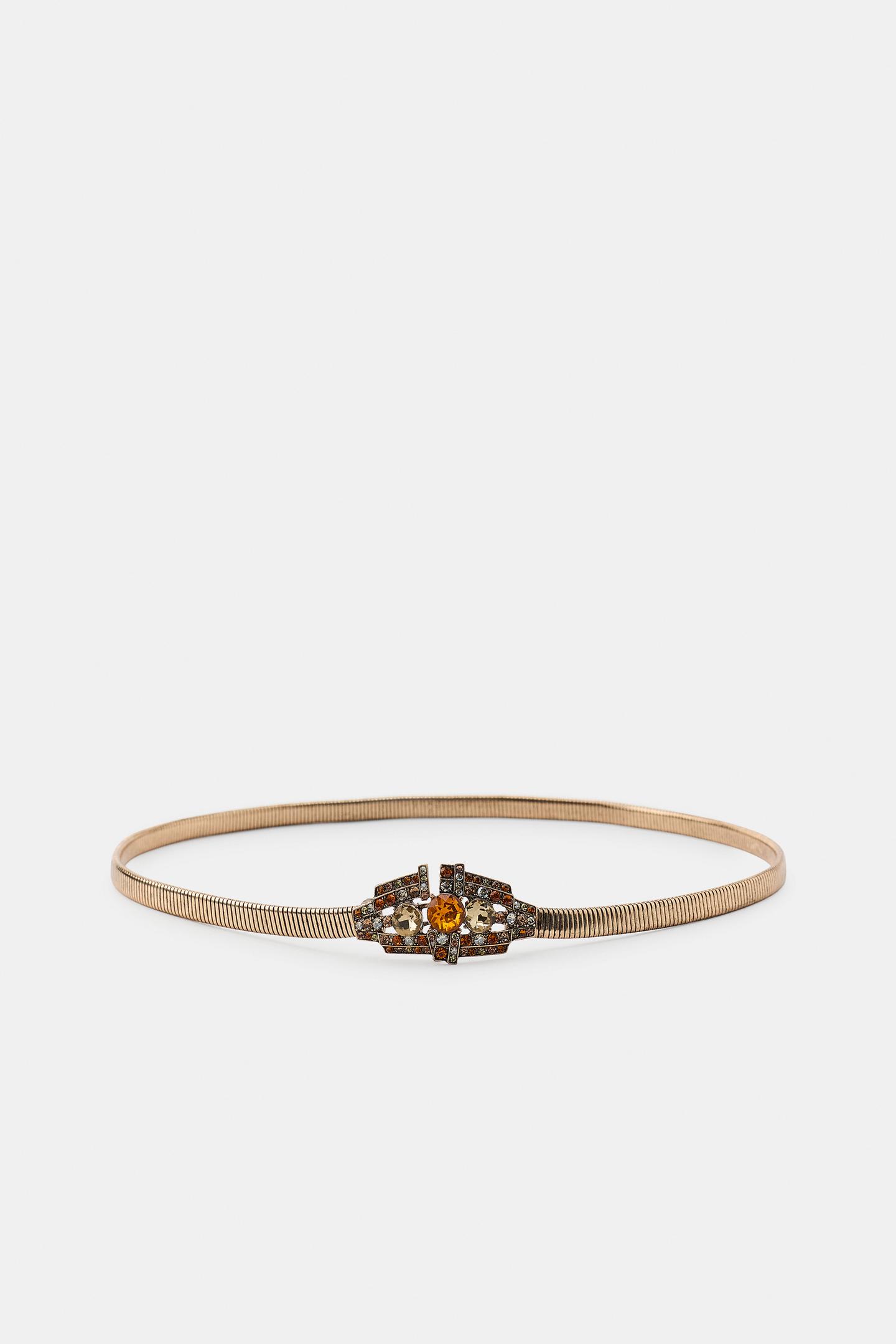 Женский ремень Zara Jewel Stretch, цвет: Золотой — фото 3