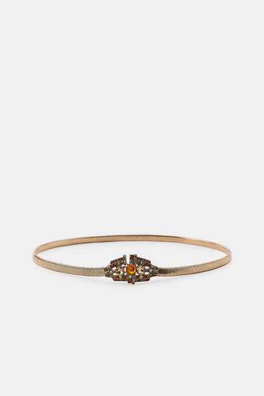 ELASTIC RHINESTONE BELT - Golden by Zara