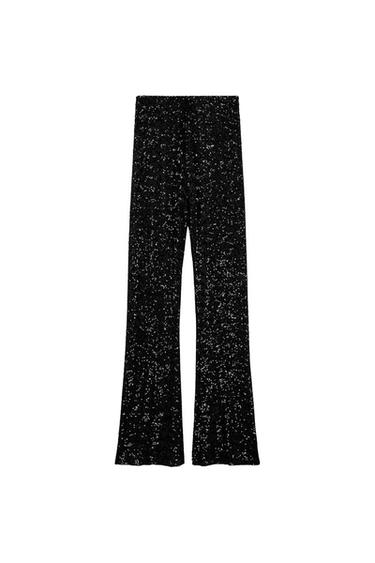 SEQUINNED FLARED LEGGINGS