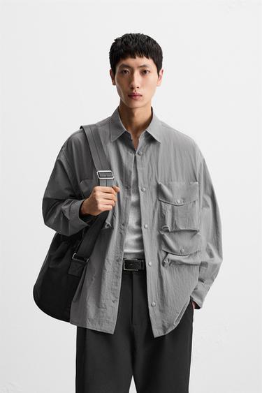 UTILITY POCKET FLOWY SHIRT - Grey by Zara