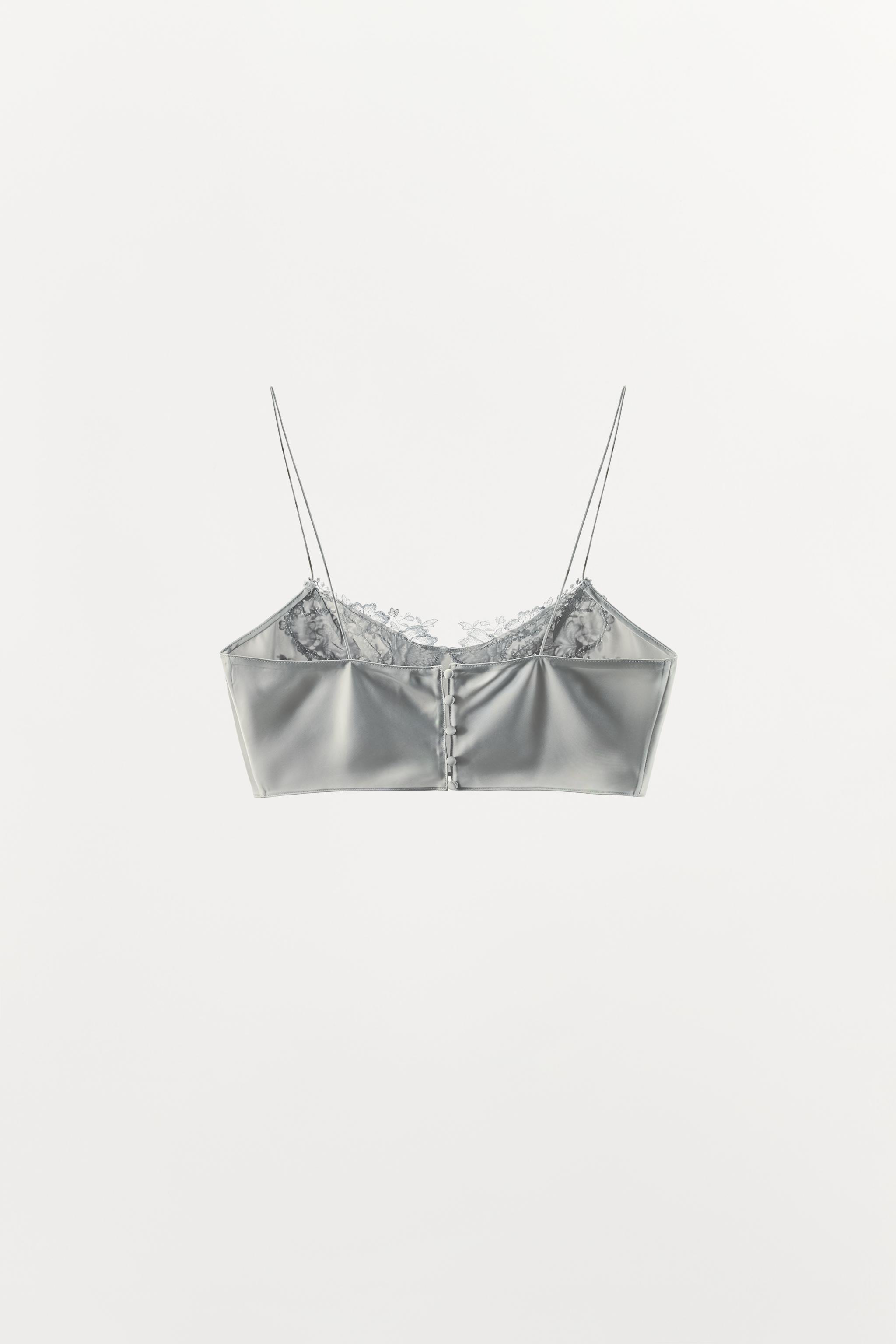 SATIN EFFECT LACE CROP TOP