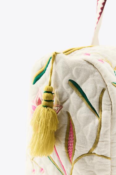 SAC MATELASSÉ BRODERIES CONTRASTE - Écru de Zara - Image 4