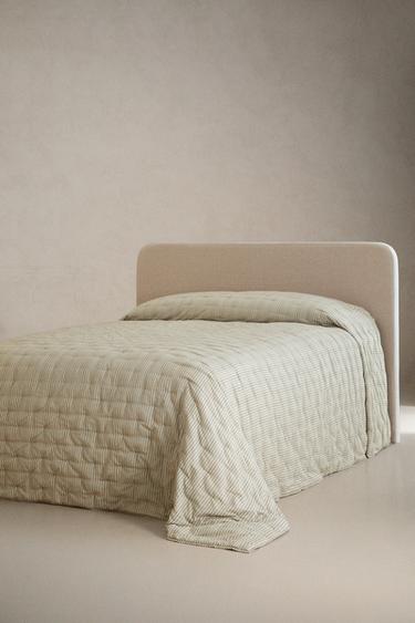 STRIPED QUILT — Pearl gray 2