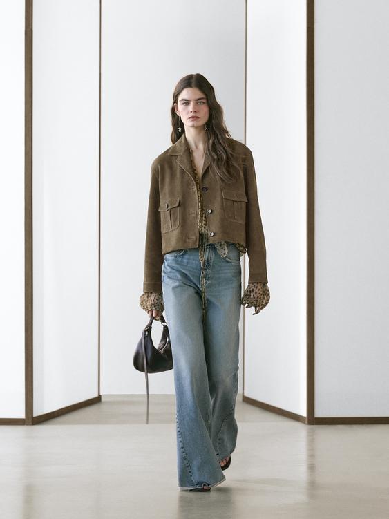 Short suede leather jacket