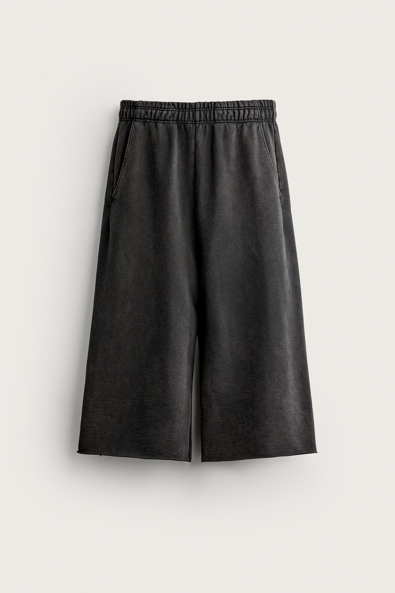 CROPPED RELAXED-FIT JOGGER PANTS — Anthracite grey