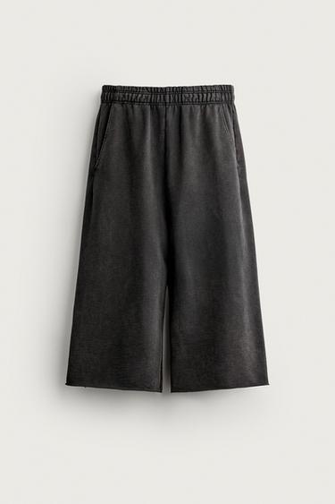 Zara RELAXED CROPPED FIT JOGGER PANTS - Anthracite grey