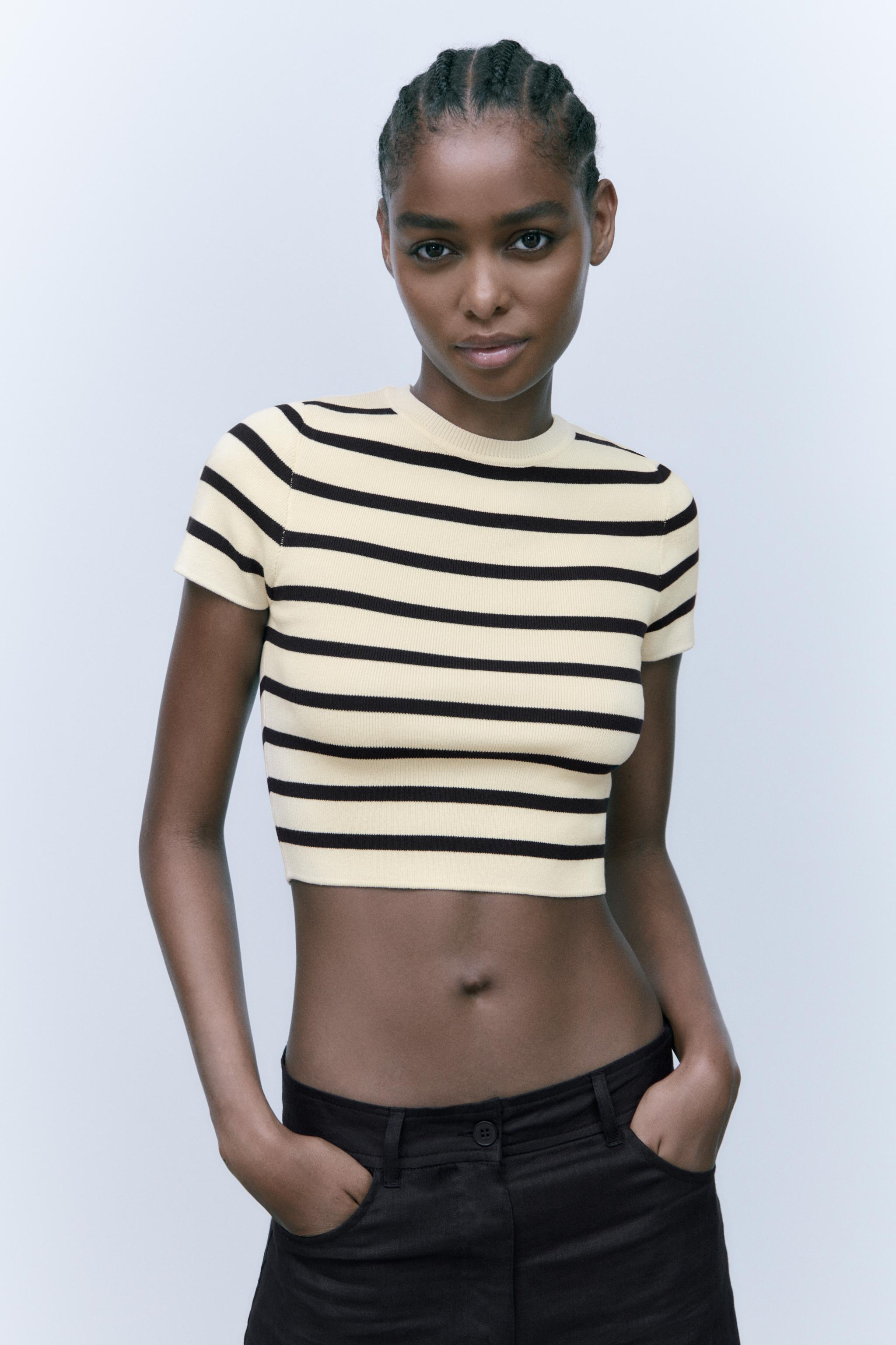 nala クロップドニットトップス　M 新品】nala ナラ cropped knit top クロップドニットトップ