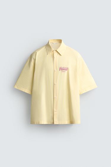 BOXY FIT SLOGAN PRINT SHIRT - Yellow by Zara