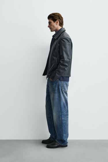 BLOUSON REGULAR FIT MATIÈRE SYNTHÉTIQUE - Bleu de Zara - Image 3