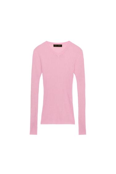 RIBBED KNIT JUMPER - Mauve by Zara