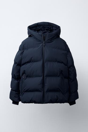 WATER-REPELLENT QUILTED COAT WITH LABEL - Navy blue by Zara