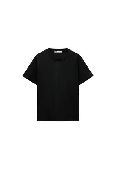 CAMISETA CUELLO REDONDO - Negro de Zara