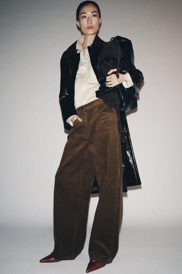 ترنش لامع ياقة متباينة ZW COLLECTION إصدار محدود - أسود الخاص بـ Zara