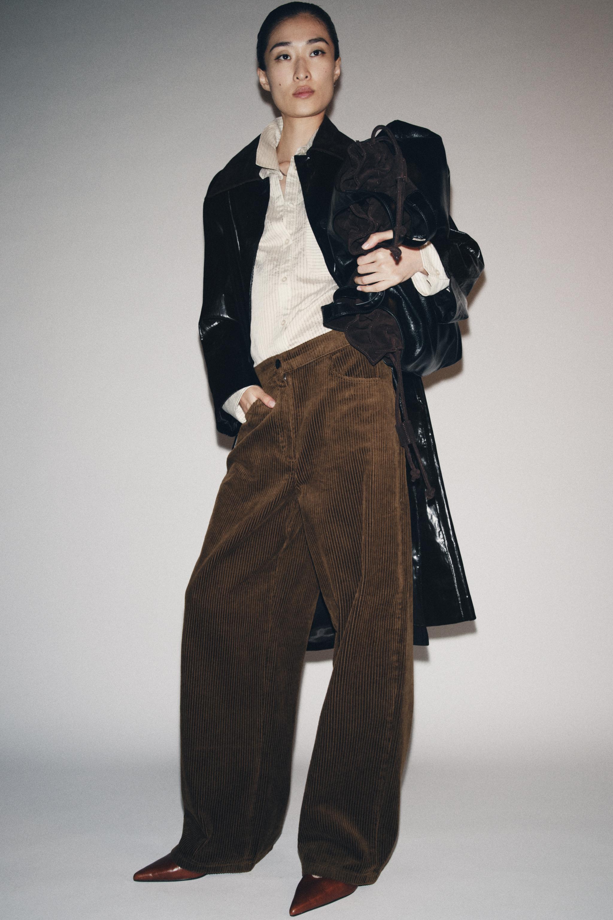 CONTRAST COLLAR SHINY TRENCH COAT ZW COLLECTION LIMITED EDITION