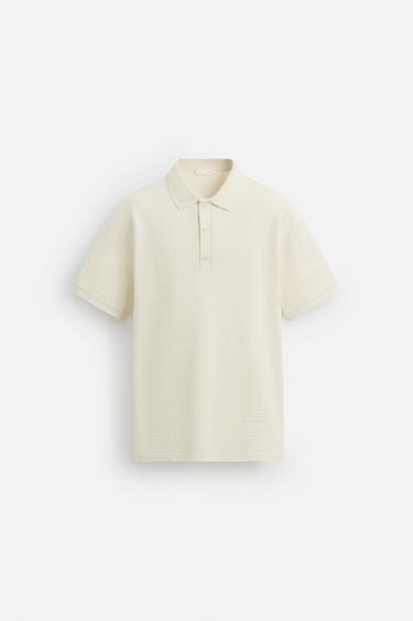 STRIPED JACQUARD POLO SHIRT - Ecru by Zara