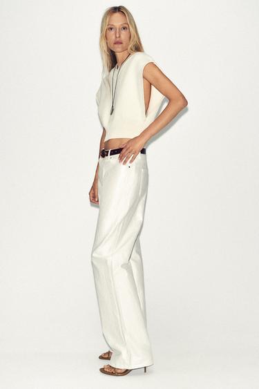 PLAIN KNIT CROPPED VEST - Ecru by Zara - Image 2