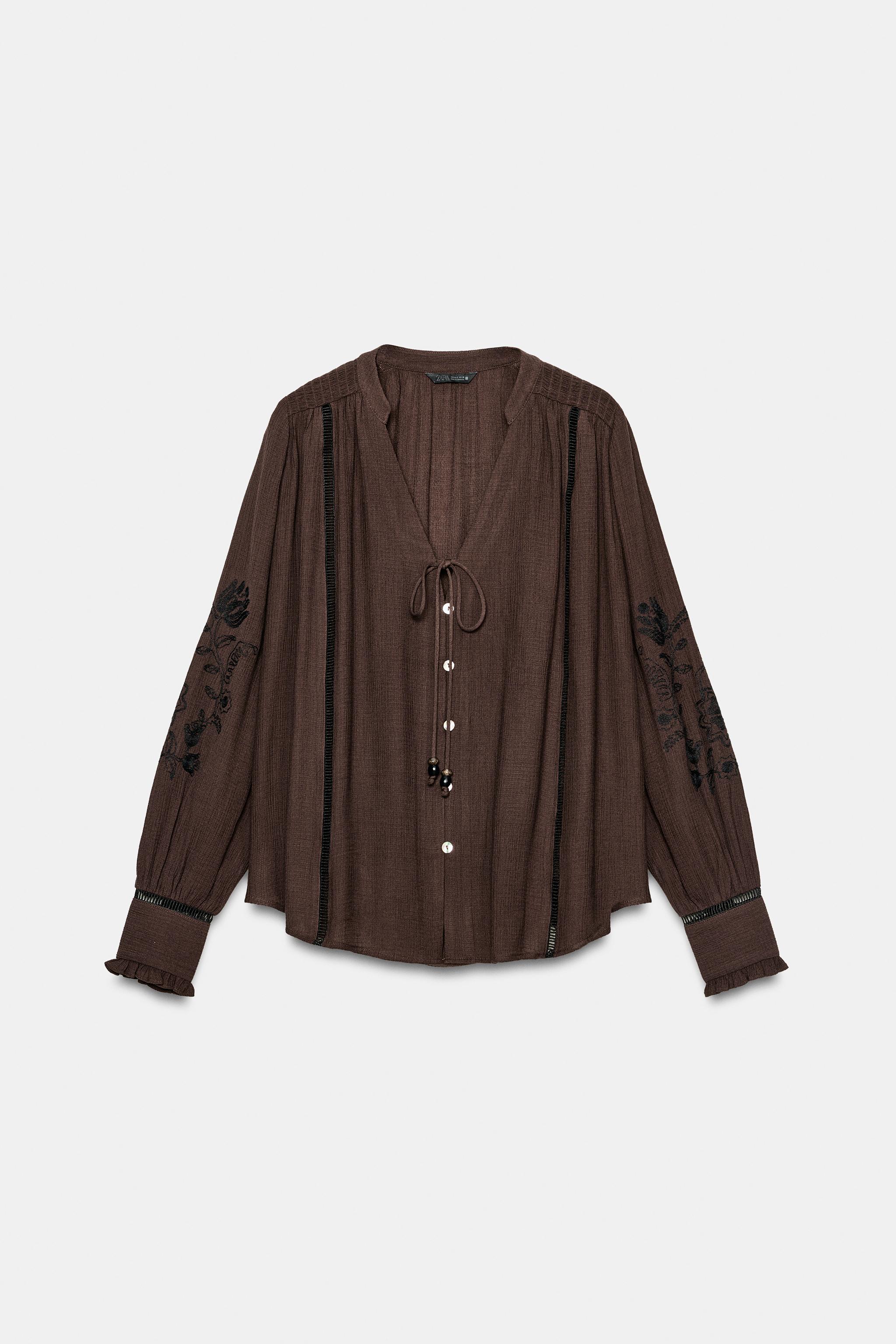 EMBROIDERED LACE INSERT SHIRT