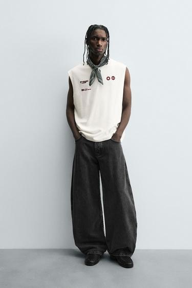 PRINTED WAISTCOAT SWEATSHIRT - Oyster-white by Zara - Image 0