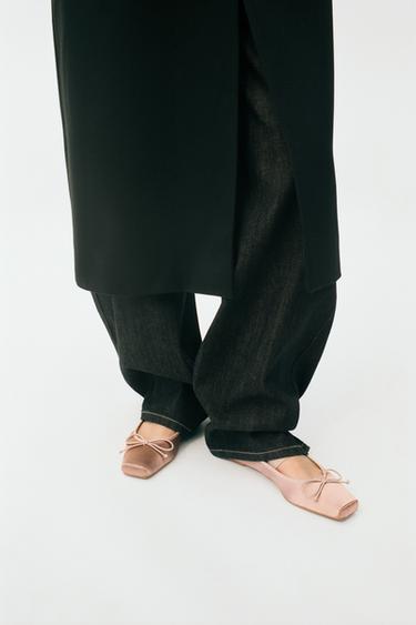 SATIN BALLET FLATS WITH BOW - Pink by Zara