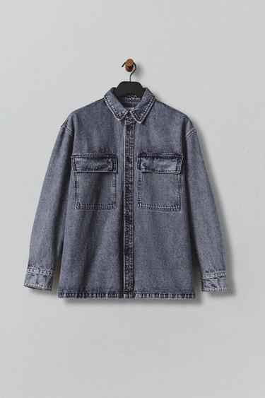WASHED DENIM OVERSHIRT WITH POCKETS - Light blue by Zara