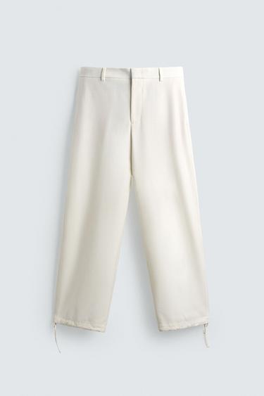 TEXTURED RELAXED FIT TROUSERS - Oyster-white by Zara