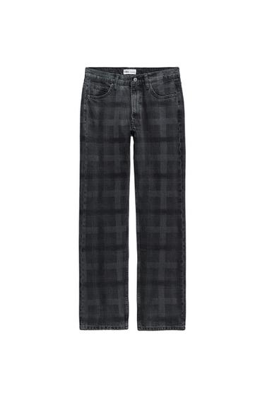 TRF STRAIGHT-LEG PRINTED MID-RISE JEANS