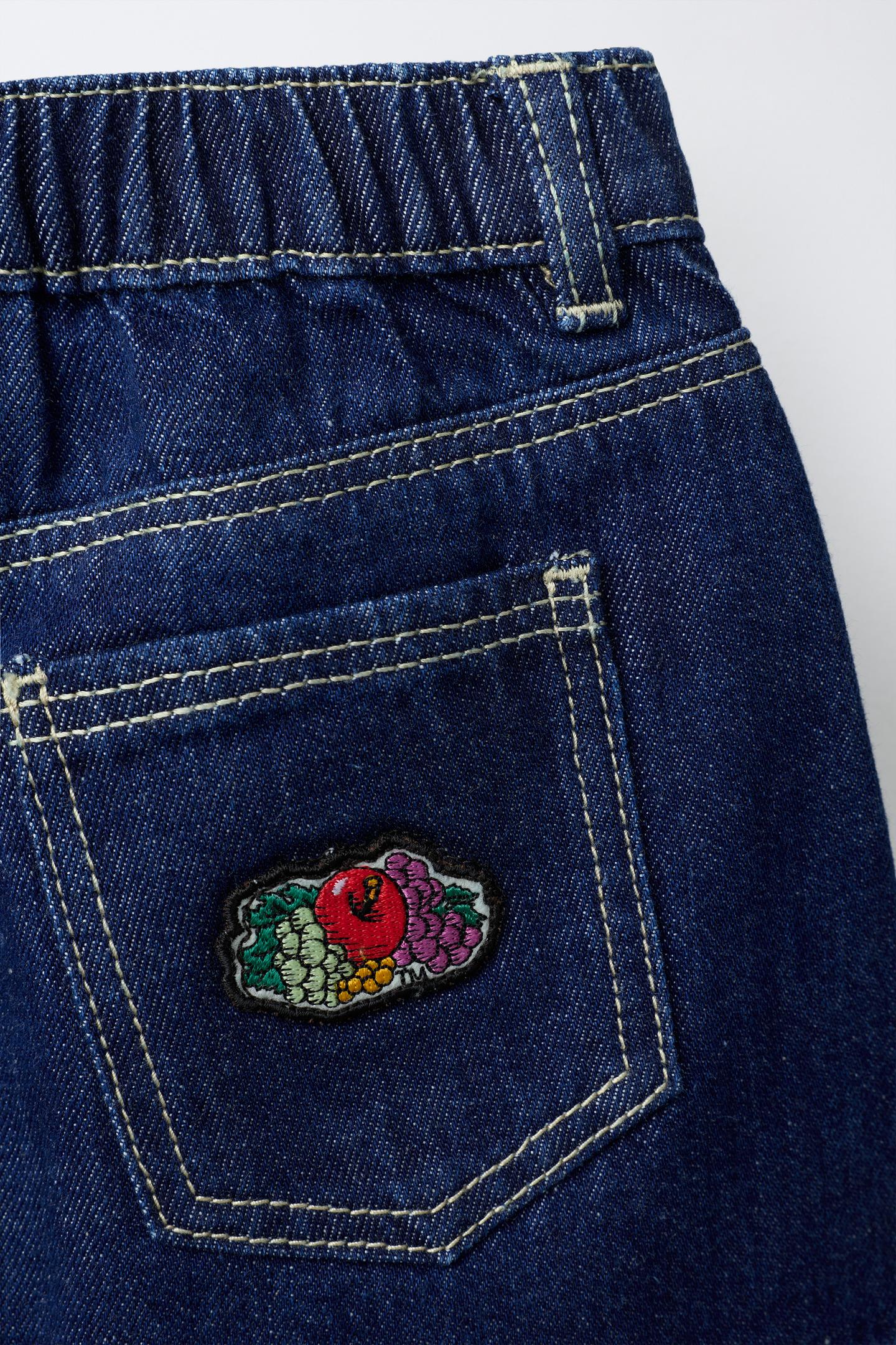 Детская юбка Zara Fruit OF the Loom™ Embroidered Denim Skirt, цвет: Синий — фото 4