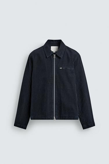リラックスフィットピンストライプ柄ジャケットブルーZaraのリラックスフィットピンストライプ柄ジャケット - ブルー 