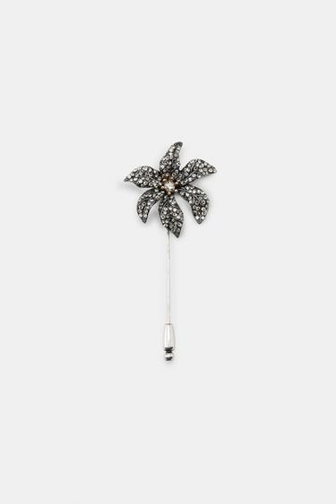 BROCHE FLOR BRILLOS - Plata de Zara