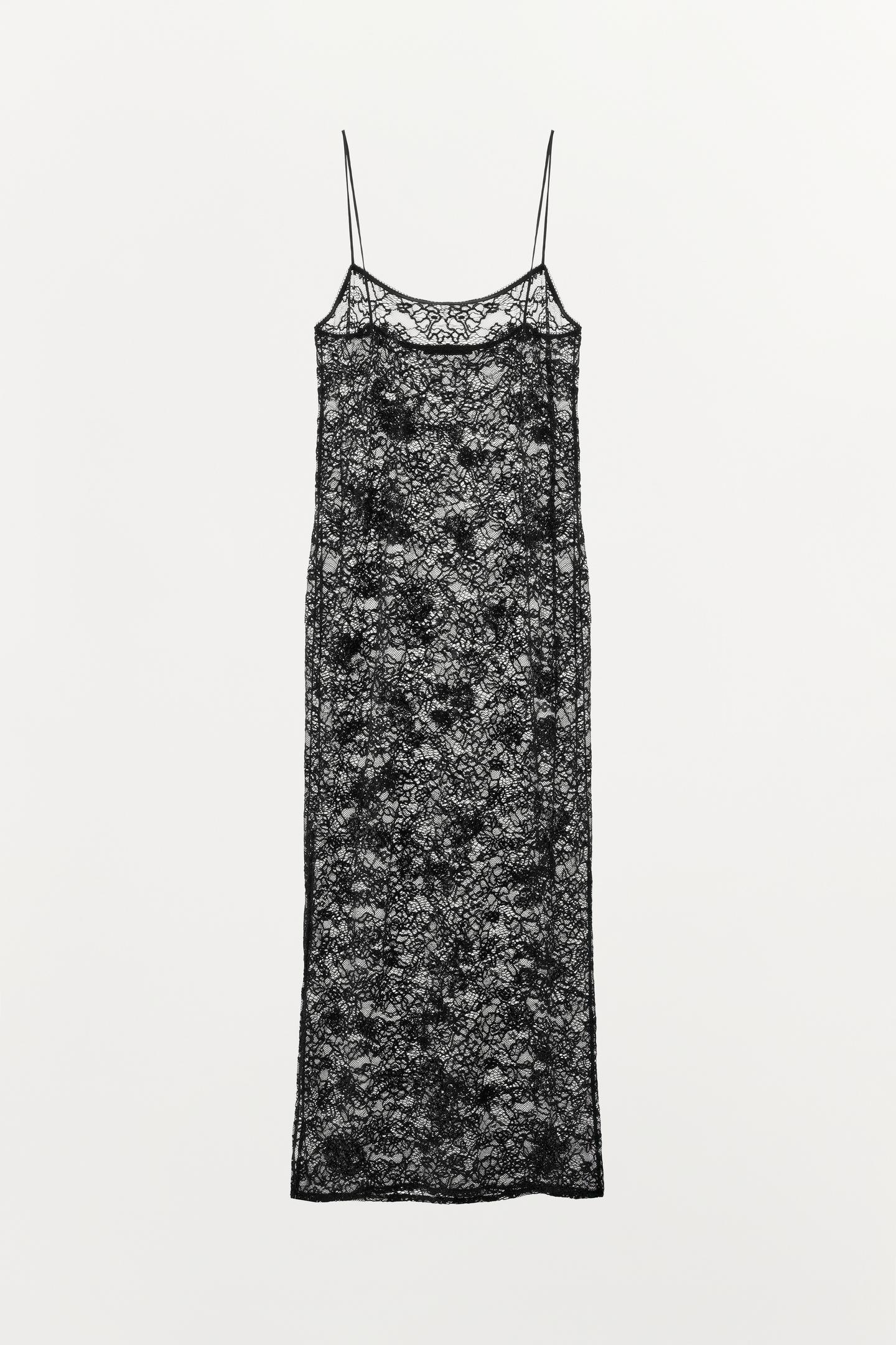 Женское платье Zara Lace MIDI, цвет: Чёрный — фото 6