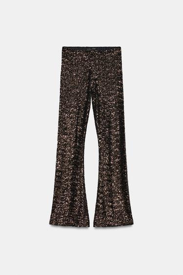 LEGGING BOCA DE SINO LANTEJOULAS - Cobre da Zara - Imagem 0