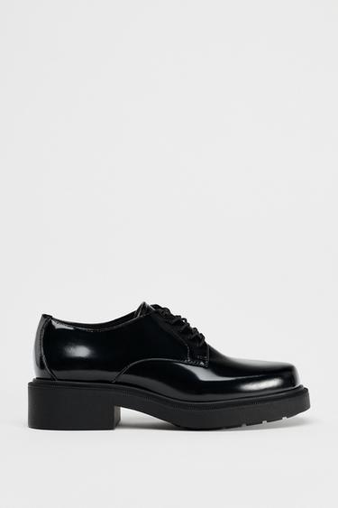 Zara LACE-UP PENNY LOAFERS - Black