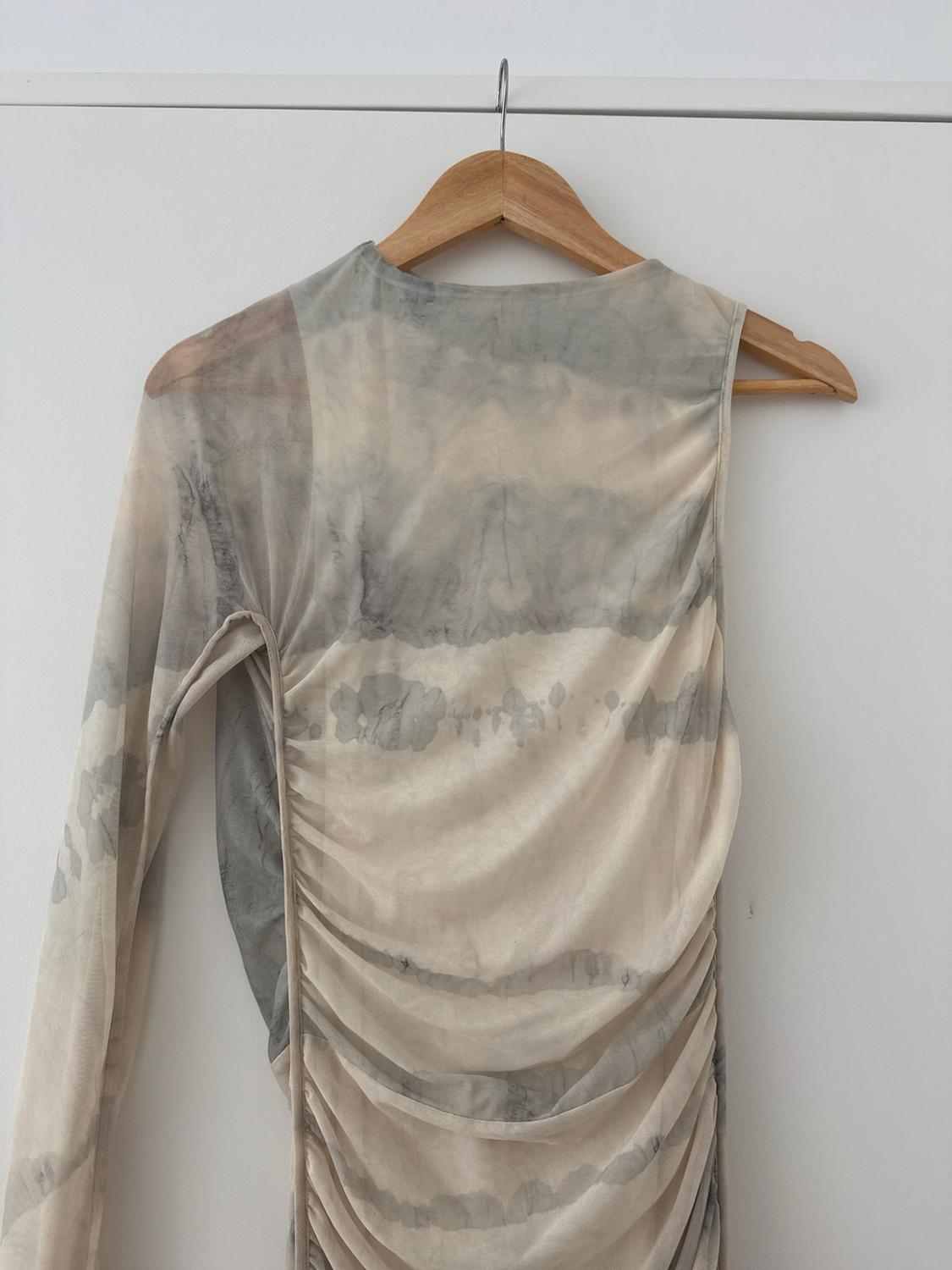 PRINTED TULLE ASYMMETRIC DRESS - Image 5