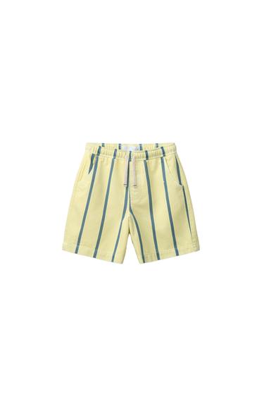 STRIPED LOOSE-FITTING BERMUDA SHORTS - Light beige by Zara