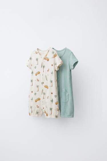 2-PACK OF PRINTED SLEEPSUITS - Ecru by Zara