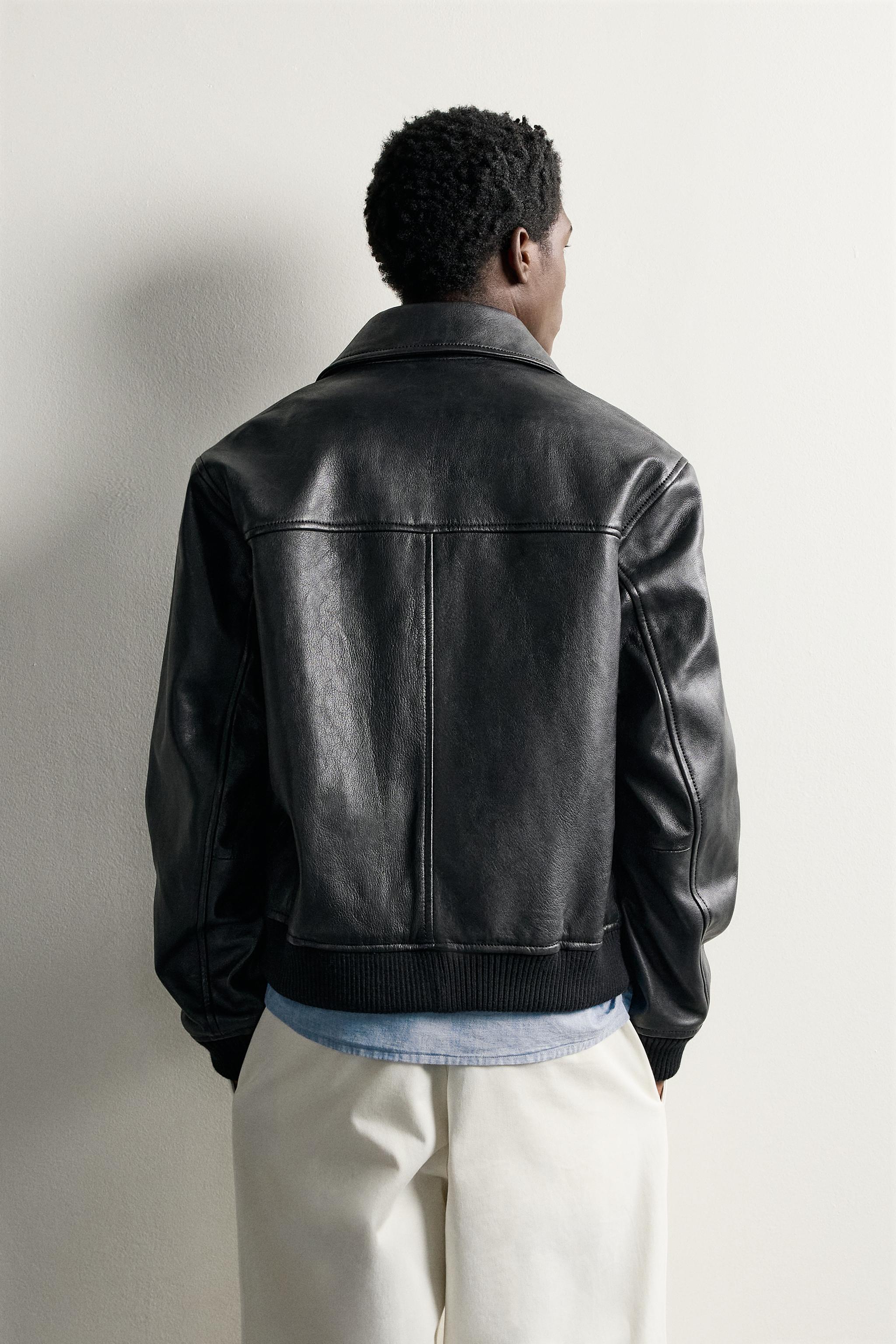 Мужские куртки Zara REGULAR FIT LEATHER JACKET — фото 3