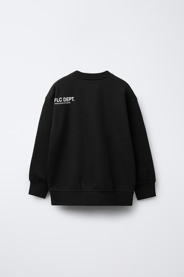 BASIC SWEATSHIRT WITH SLOGAN - Black by Zara - Image 1