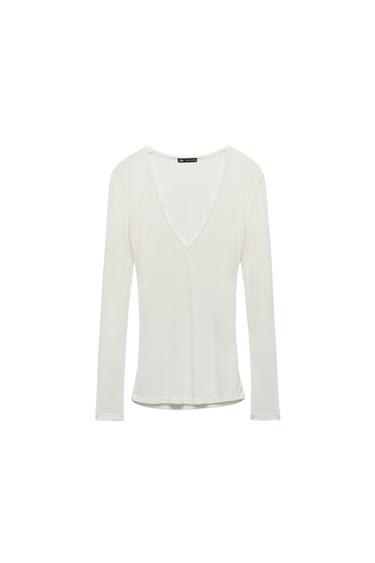 V-NECK RIBBED T-SHIRT