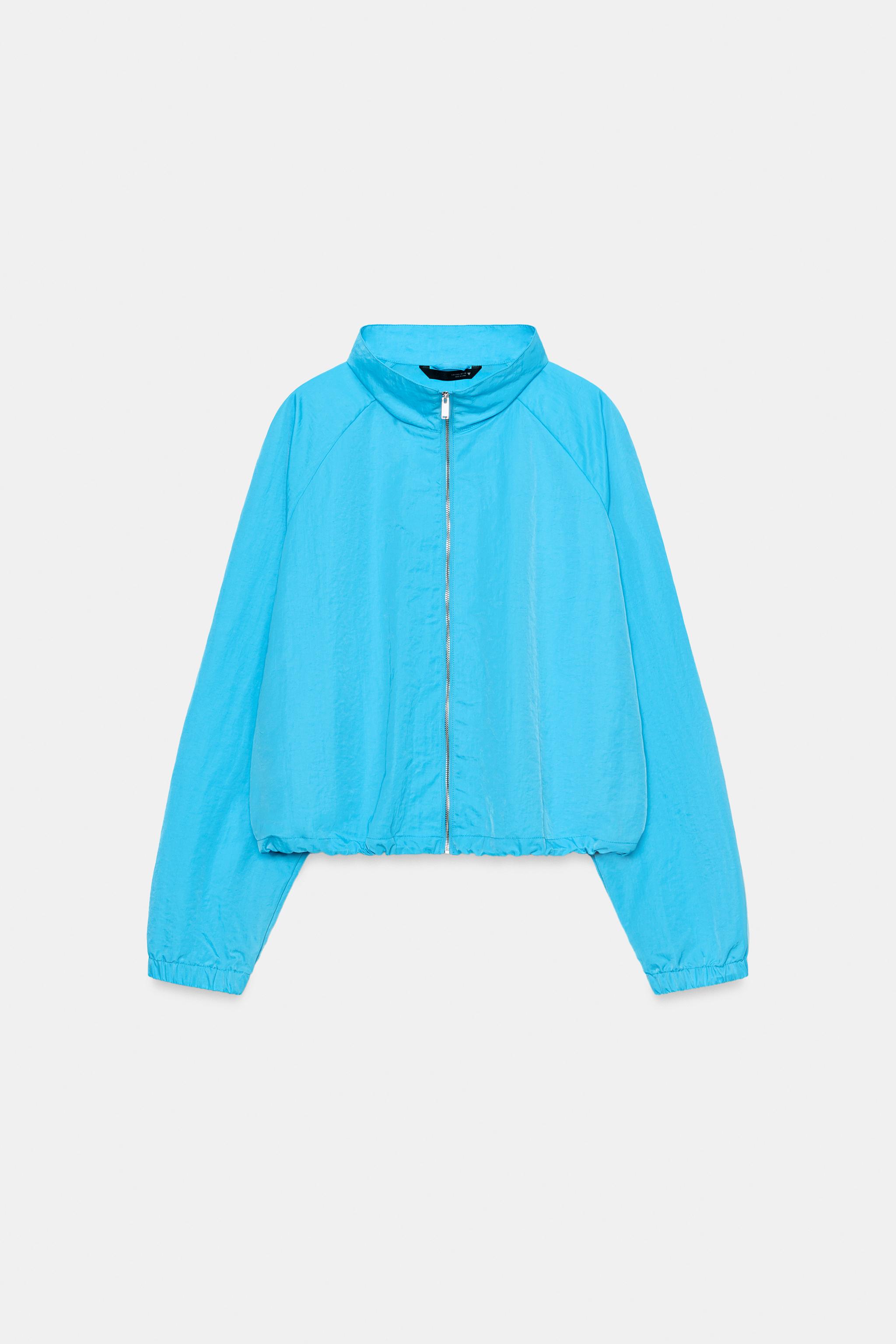 TECHNICAL FABRIC ZIP-UP JACKET — Turquoise