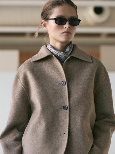 Zara Short wool blend coat with buttons - Light camel