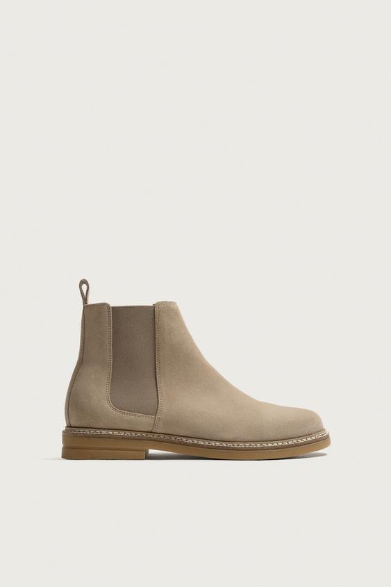 LEATHER CHELSEA BOOTS - Ecru White by Zara - Image 0