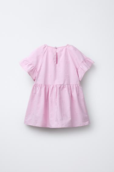 POPLIN DRESS WITH EMBROIDERED BOWS - Pink / Lilac by Zara - Image 1