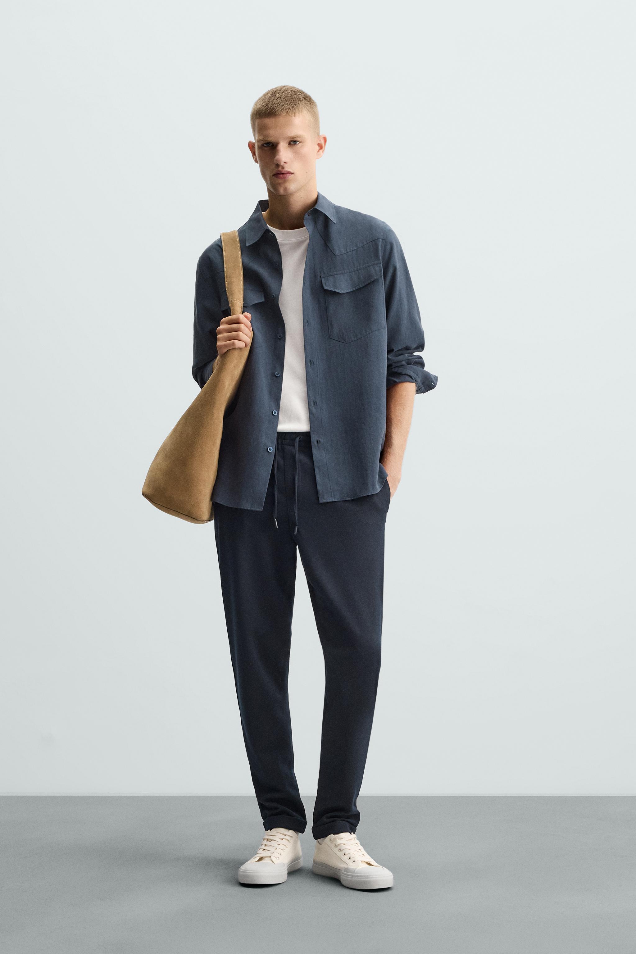 CALÇA CINTURA JOGGER EASY CARE - Azul-marinho | ZARA Brasil