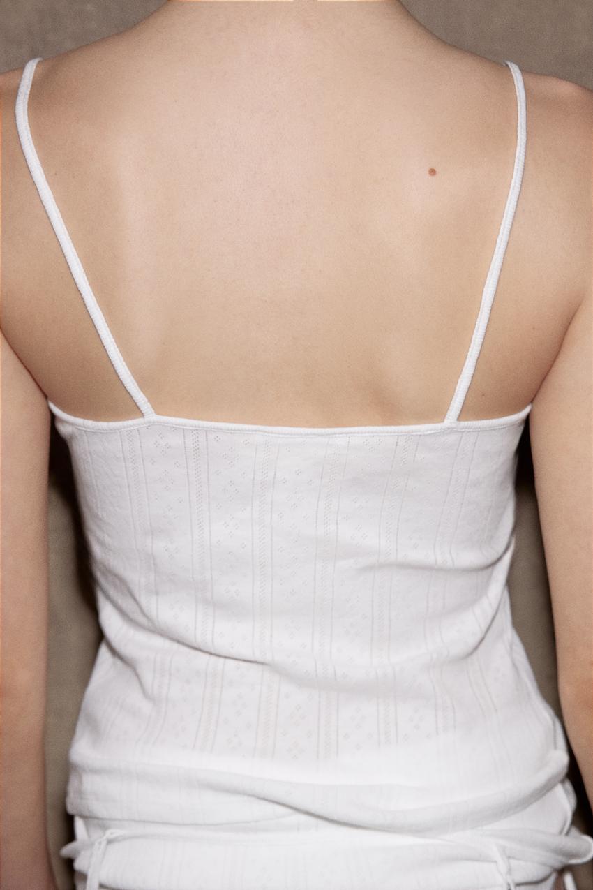 pakaian atasan blouse Zara White Bralette Top