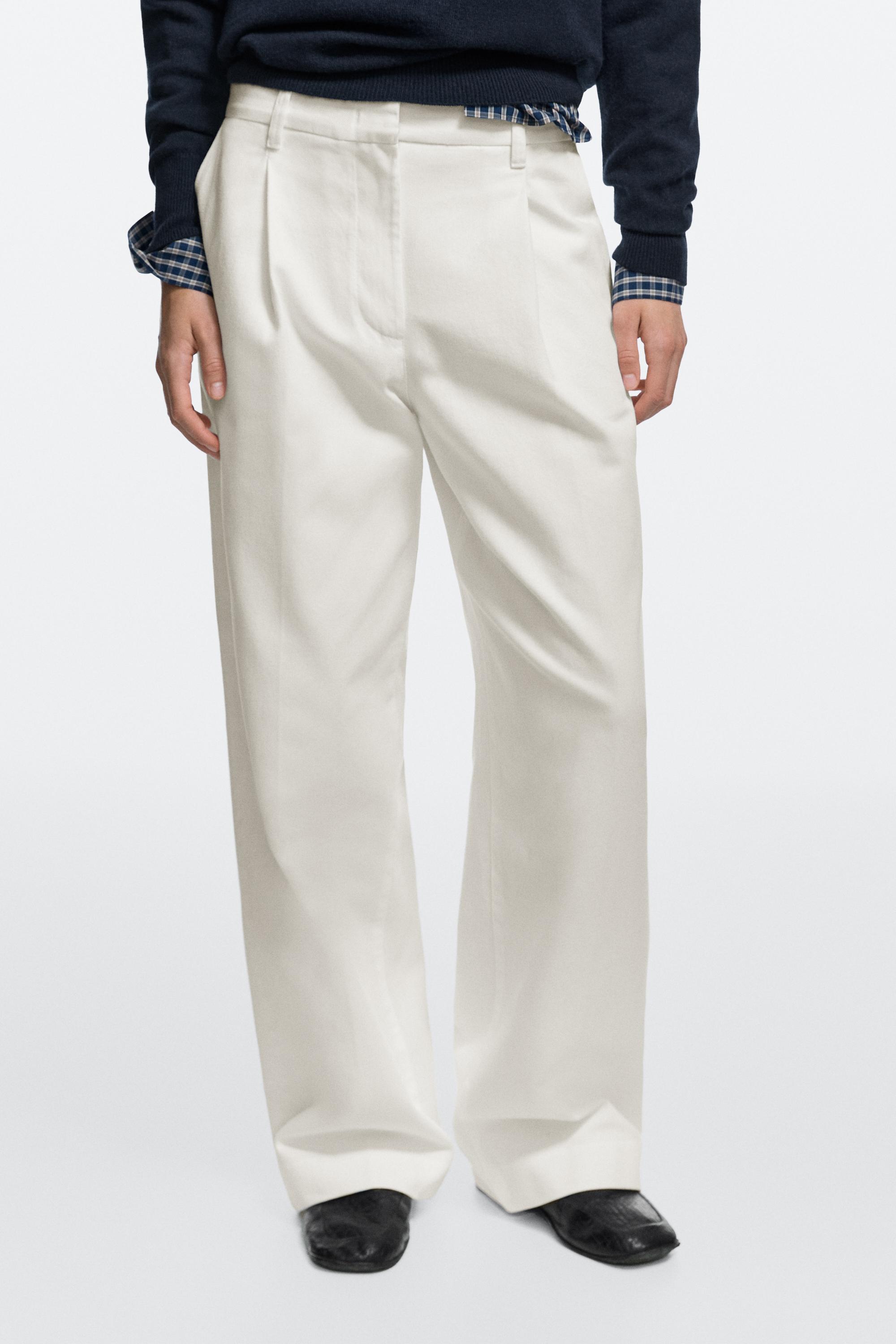 Pantalon wide leg taille basse à pinces