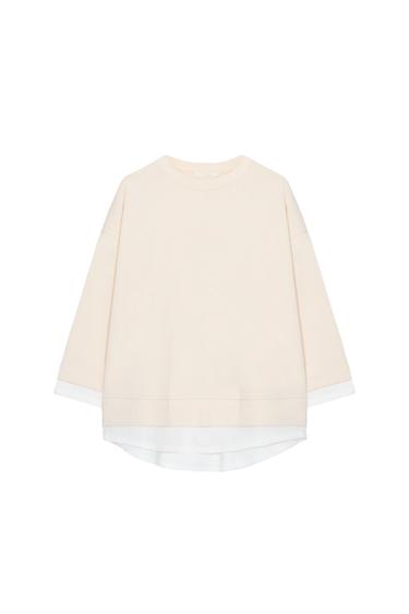 LONG SLEEVE CONTRAST SWEATSHIRT - Ecru by Zara