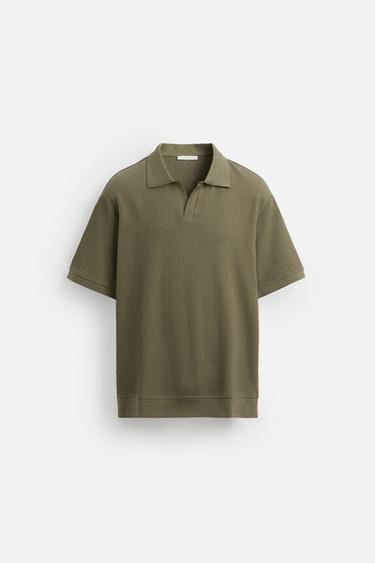 VERTICAL TEXTURED POLO SHIRT - Khaki by Zara