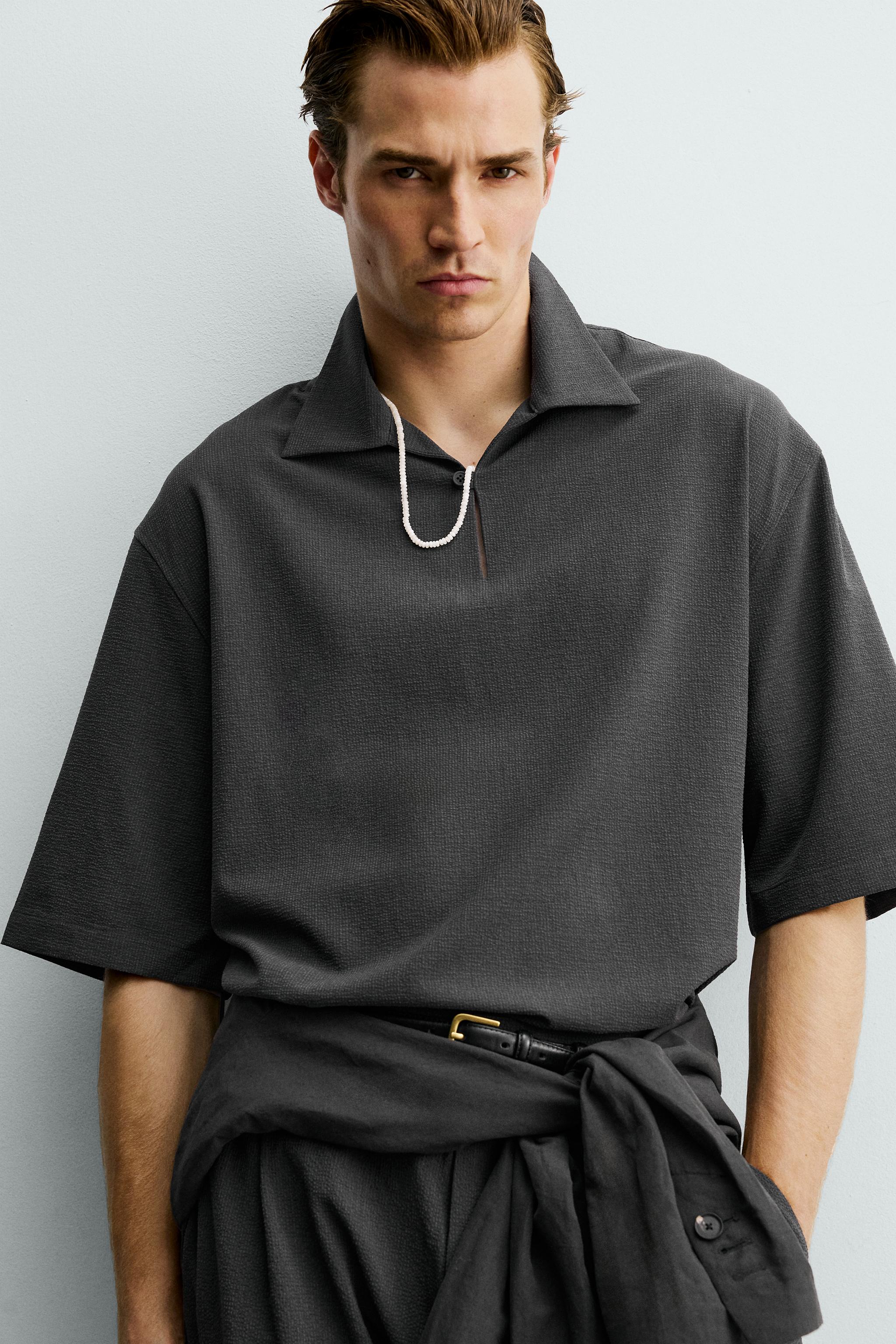 CHEMISE POLO RELAXED FIT TEXTURE IRRÉGULIÈRE